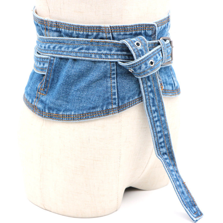 Fashion Decorative Shirt Denim Waist Girdle Women