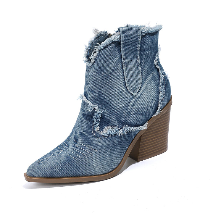 Women's Trendy Pointed-toe Western Cowboy Boot Comfortable Ankle Boots