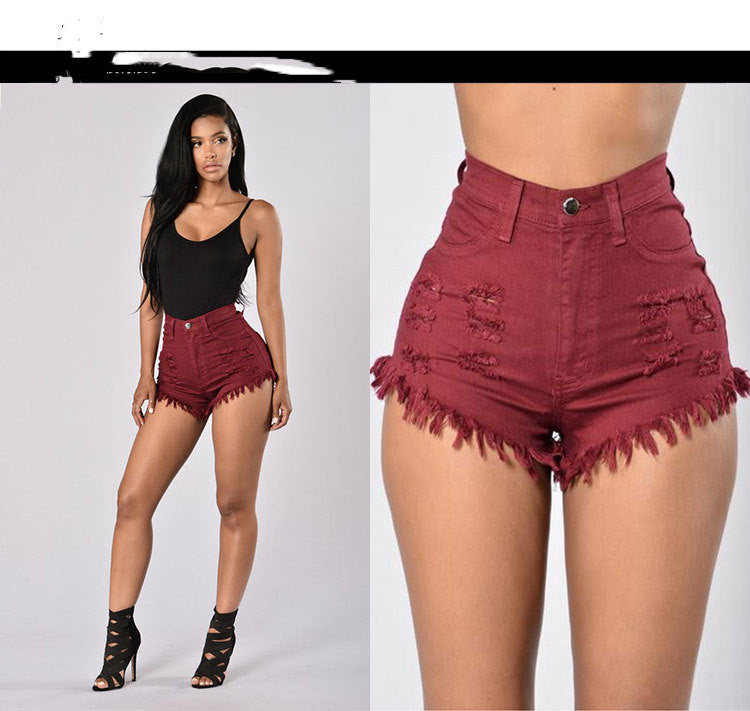 Stretch Sexy Frayed Denim Shorts Women's Hot Pants