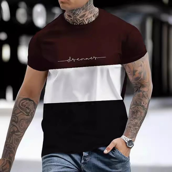 2024 Men's Fashion Printed Sports Summer Casual Stretch Crew Neck T-shirt