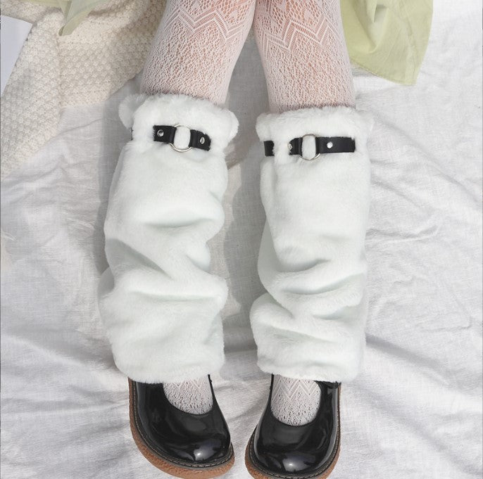 Calf Warmer Plush Faux Fur Socks Knee Pads