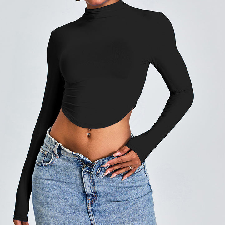 Women's Half Turtleneck Sports Top T-shirt