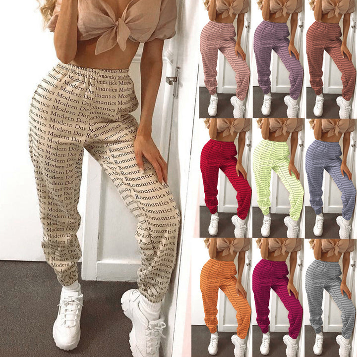 Wide Leg Tie-Up Pants - Letter Print Pants - Shop Swazeyfit