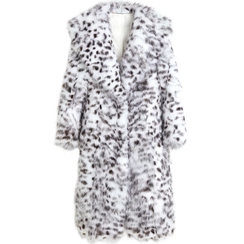 Faux Fox Fur Coat Women's Mid-length Over The Knee