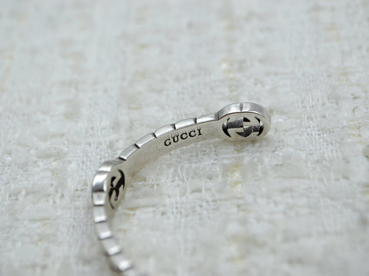 Vintage Gucci GG Silver Bangle Bracelet with GG interlocks design